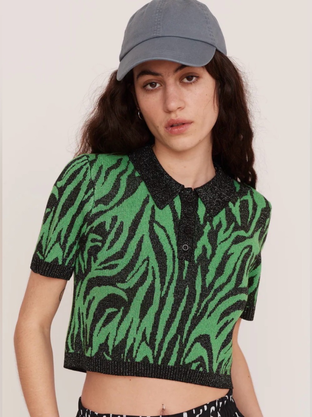 Lazy Oaf “lazy tiger” knitted polo top
